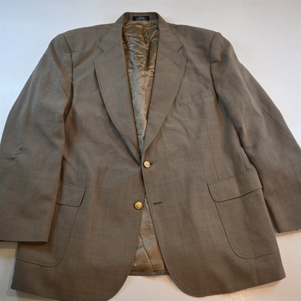 Stafford 50L Tan Brown Gold Button Mens Blazer Suit Jacket Sport Coat